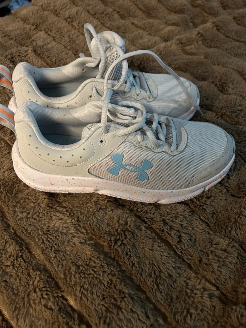 Under Armour Kids White Sneakers with Orange Accent - Picture 3 of 6
